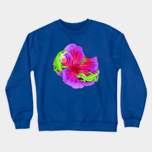 Green Anoles on Flowers Crewneck Sweatshirt